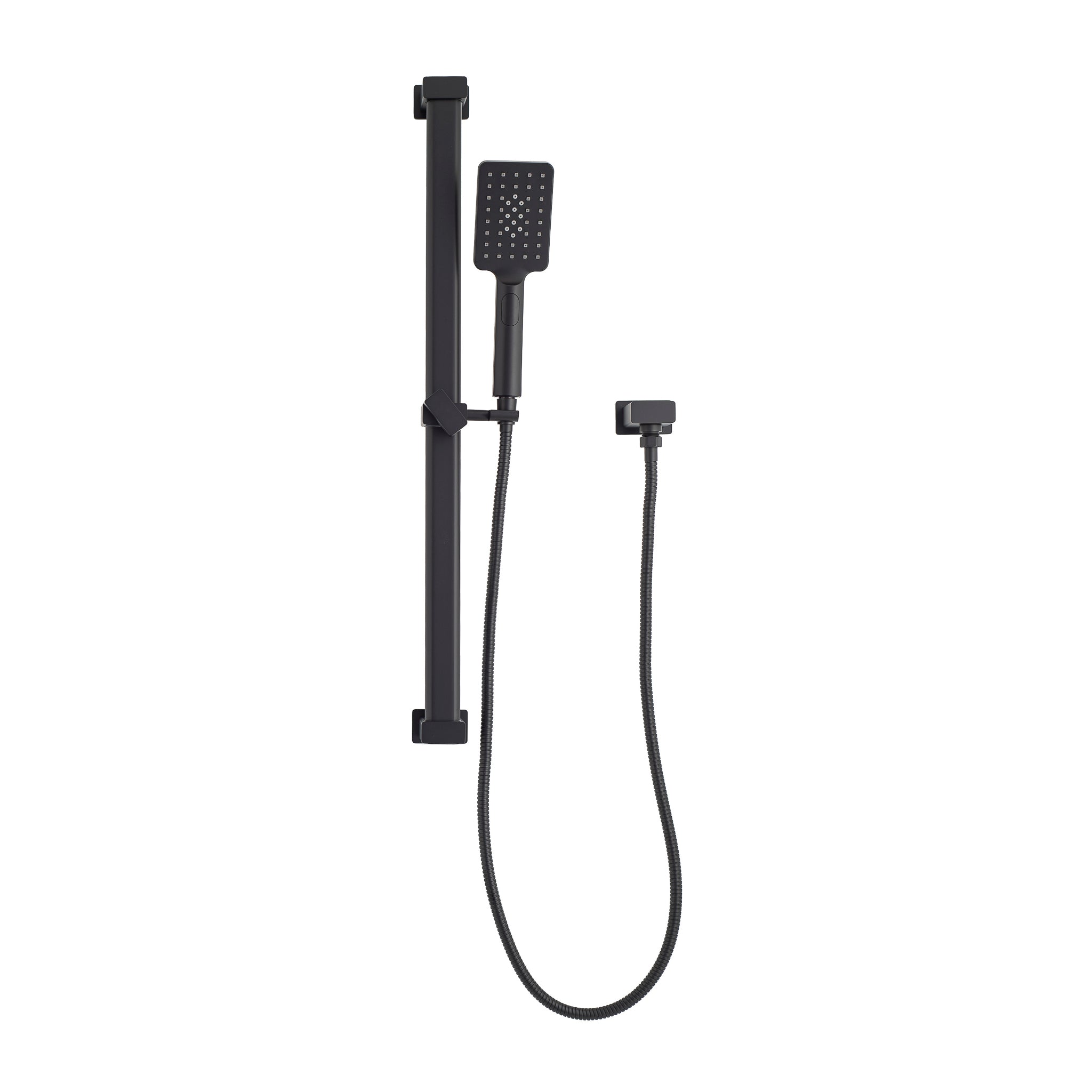 Retto Square 3-Function Hand Shower on Rail, Matte Black