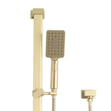 Retto Square 3-Function Hand Shower on Rail, Brushed Brass