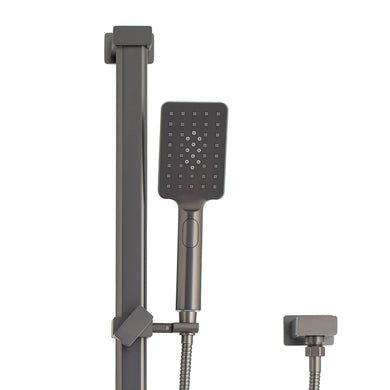 Retto Square 3-Function Hand Shower on Rail, Brushed Gunmetal