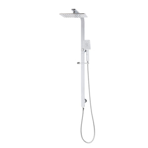 Jena Square Twin Shower System with Adjustable Rail, Push Button Diverter and 250mm Head, Polished Chrome