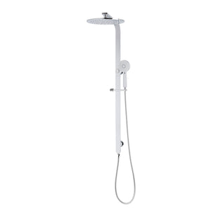 Jena Round Twin Shower System with Adjustable Rail, Push Button Diverter and 250mm Head, Polished Chrome