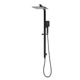 Jena Square Twin Shower System with Adjustable Rail, Push Button Diverter and 250mm Head, Matte Black
