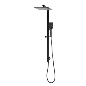 Jena Square Twin Shower System with Adjustable Rail, Push Button Diverter and 250mm Head, Matte Black