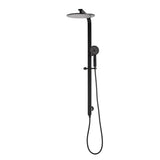 Jena Round Twin Shower System with Adjustable Rail, Push Button Diverter and 250mm Head, Matte Black