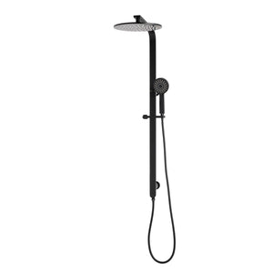 Jena Round Twin Shower System with Adjustable Rail, Push Button Diverter and 250mm Head, Matte Black