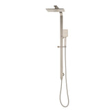 Jena Square Twin Shower System with Adjustable Rail, Push Button Diverter and 250mm Head, Brushed Nickel