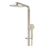 Jena Round Twin Shower System with Adjustable Rail, Push Button Diverter and 250mm Head, Brushed Nickel