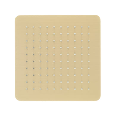 Jena Square Twin Shower System with Adjustable Rail, Push Button Diverter and 250mm Head, Brushed Brass (Gold)