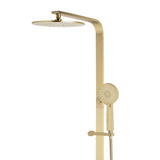 Jena Round Twin Shower System with Adjustable Rail, Push Button Diverter and 250mm Head, Brushed Brass (Gold)