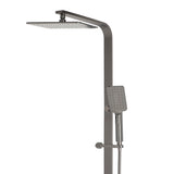 Jena Square Twin Shower System with Adjustable Rail, Push Button Diverter and 250mm Head, Brushed Gunmetal