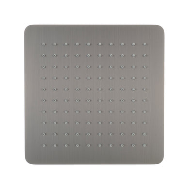 Jena Square Twin Shower System with Adjustable Rail, Push Button Diverter and 250mm Head, Brushed Gunmetal