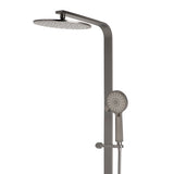 Jena Round Twin Shower System with Adjustable Rail, Push Button Diverter and 250mm Head, Brushed Gunmetal