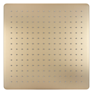 Square 400mm Stainless Steel Rain Shower Head, Brushed Brass (Gold)