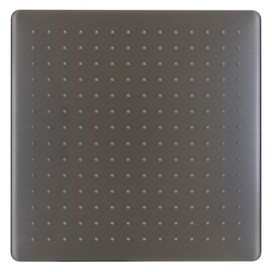 Square 400mm Stainless Steel Rain Shower Head, Brushed Gunmetal
