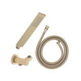 Block Square Hand Shower with Holder, Brushed Brass (Gold)