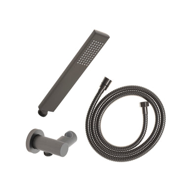 Block Square Hand Shower with Holder, Brushed Gunmetal