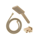 Retto Square 3-Function Hand Shower with Holder, Brushed Brass