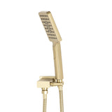Retto Square 3-Function Hand Shower with Holder, Brushed Brass