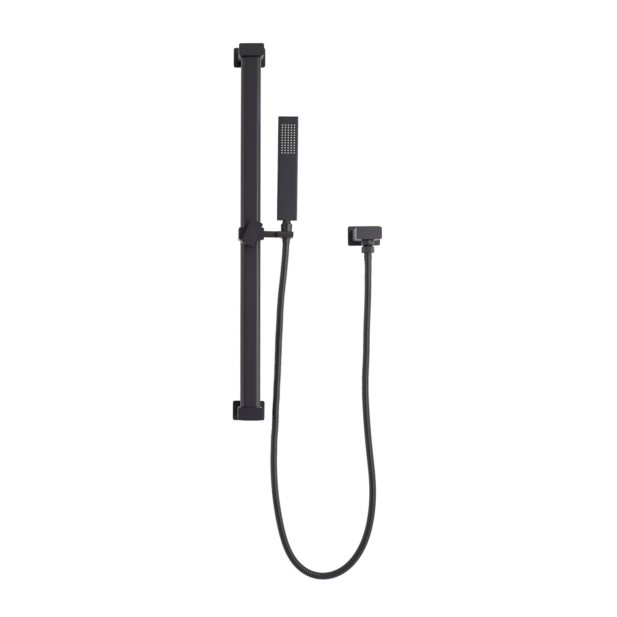 Block Square Hand Shower on Rail, Matte Black