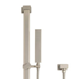 Block Square Hand Shower on Rail, Brushed Nickel