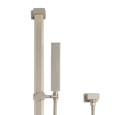 Block Square Hand Shower on Rail, Brushed Nickel