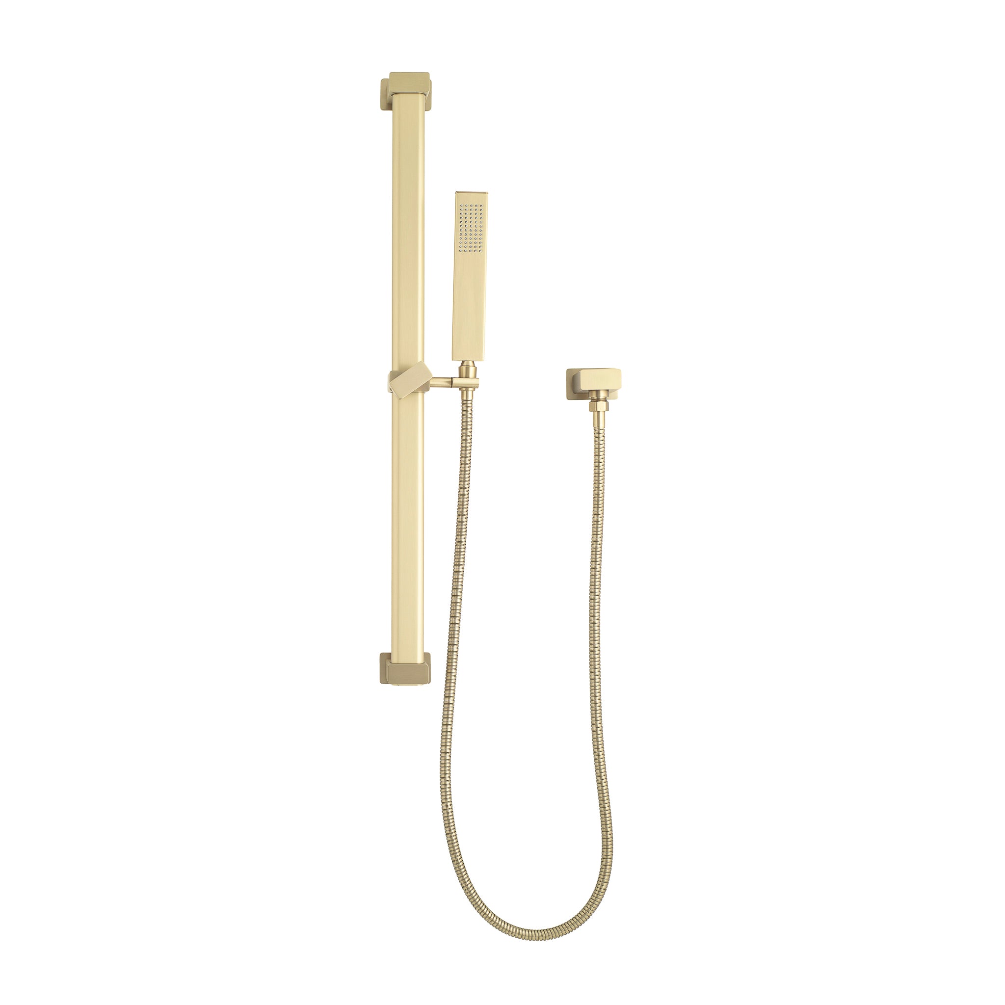 Block Square Hand Shower on Rail, Brushed Brass (Gold)