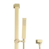 Block Square Hand Shower on Rail, Brushed Brass (Gold)