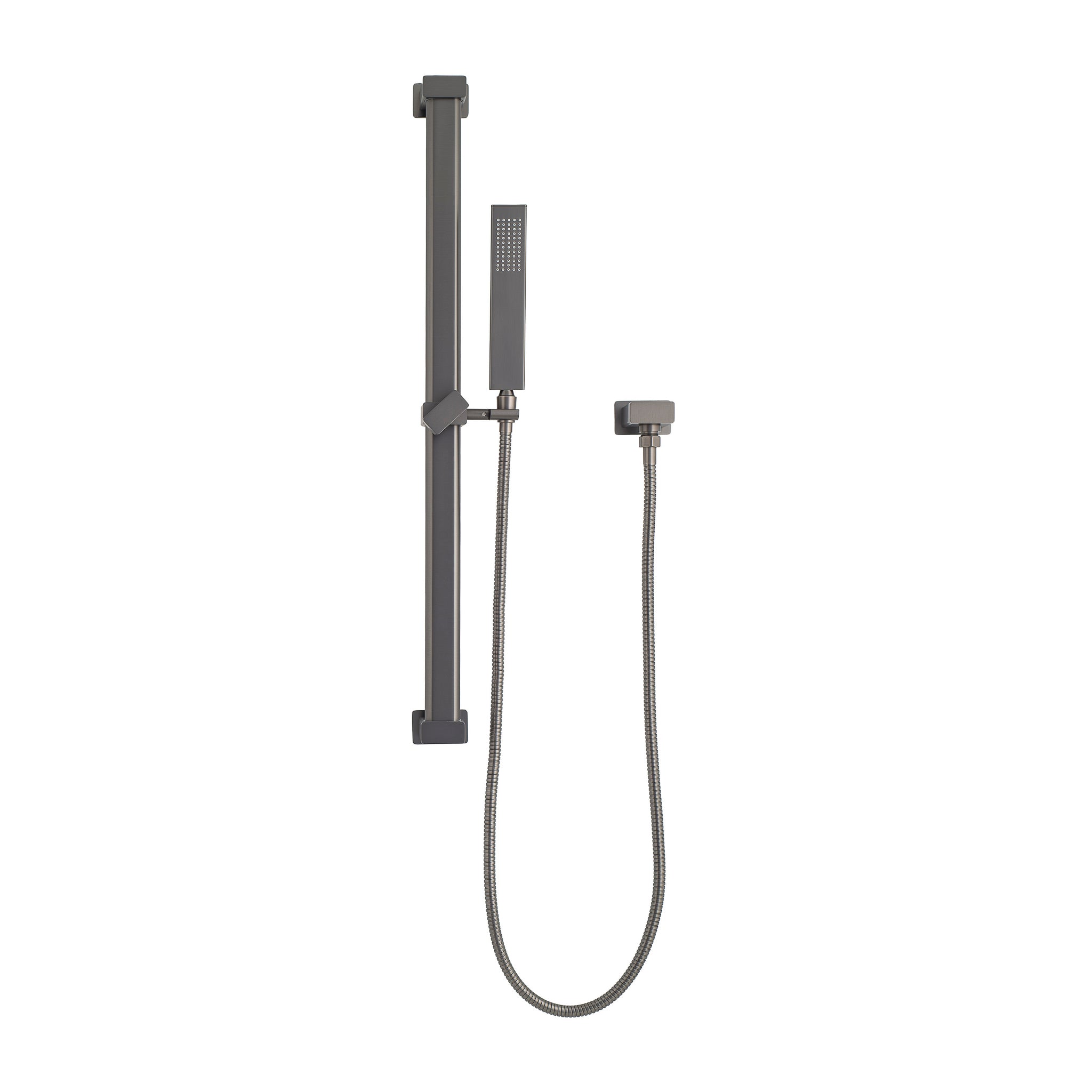 Block Square Hand Shower on Rail, Brushed Gunmetal