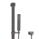 Block Square Hand Shower on Rail, Brushed Gunmetal