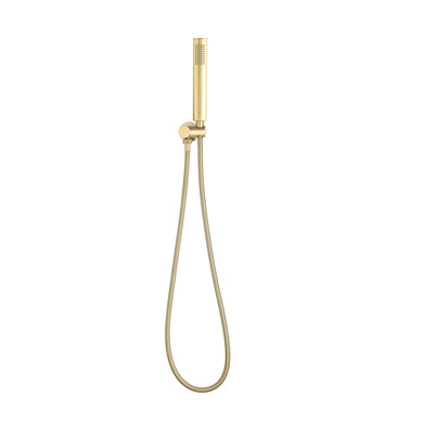 Tube Round Hand Shower with Holder, Brushed Brass (Gold)