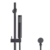 Tube Round Hand Shower on Rail, Matte Black