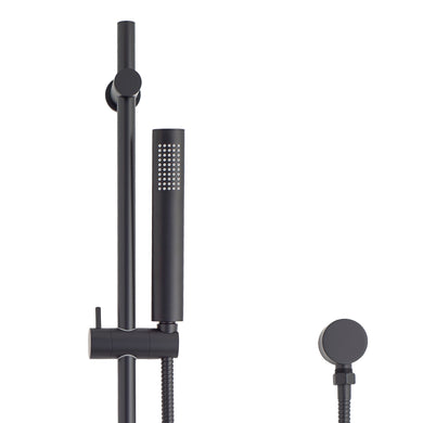 Tube Round Hand Shower on Rail, Matte Black