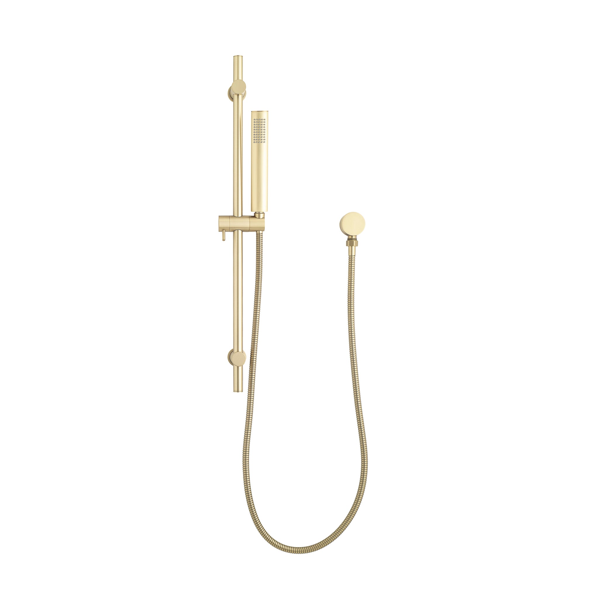 Tube Round Hand Shower on Rail, Brushed Brass (Gold)