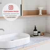 Pill Oval Fluted 580mm x 360mm Above-Counter Basin, Matte White *Clearance Stock*