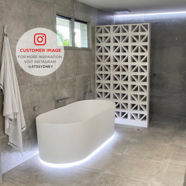 Brighton Groove 1500mm Fluted Oval Freestanding Bath with LED Lights ...