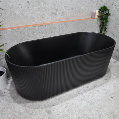 Brighton Groove 1700mm Fluted Oval Freestanding Bath, Matte Black *Clearance Stock*