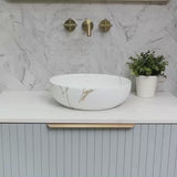 Disco 370mm Above-Counter Basin, Matte Calacatta Gold