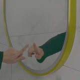 Pill Oval 600mm x 900mm Frontlit LED Framed Mirror with Demister, Brushed Brass (Gold) Frame