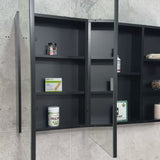 Retti Rectangular 1200mm x 750mm Mirrored Shaving Cabinet, Matte Black