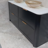 Tura Shaker 1800mm Curved Floorstanding Vanity Cabinet, Matte Black