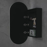Pill Oval 400mm x 900mm Frontlit LED Mirrored Shaving Cabinet, Matte Black