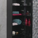 *Clearance* Smooth 390mm Curved Wall Hung Tallboy Cabinet, Matte Black