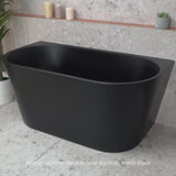 Avalon 1300mm Back to Wall Freestanding Bath, Matte Black