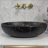 Ellipse 520mm x 395mm Above-Counter Basin, Matte Marquina Marrone
