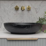 Ellipse 520mm x 395mm Above-Counter Basin, Fired Matte Nero Marquina