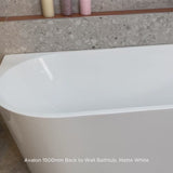 Avalon 1500mm Back to Wall Freestanding Bath, Matte White