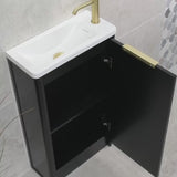 Tura Shaker Petite 500mm Curved Floorstanding Slim Vanity Cabinet, Matte Black