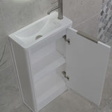 Tura Shaker Petite 500mm Curved Floorstanding Slim Vanity Cabinet, Matte White