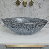 Ankara 510mm x 365mm Above-Counter Glass Basin, Blue Glass