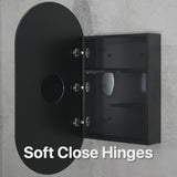 Pill Oval 500mm x 1000mm Mirrored Shaving Cabinet, Matte Black